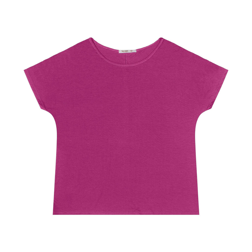Blusa Manga Curta Feminina Plus Size Secret Glam Roxo