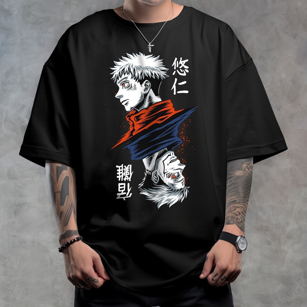 Camiseta Masculina 100% Algodão Estampada Jujutsu Kaisen Itadori e Sukuna