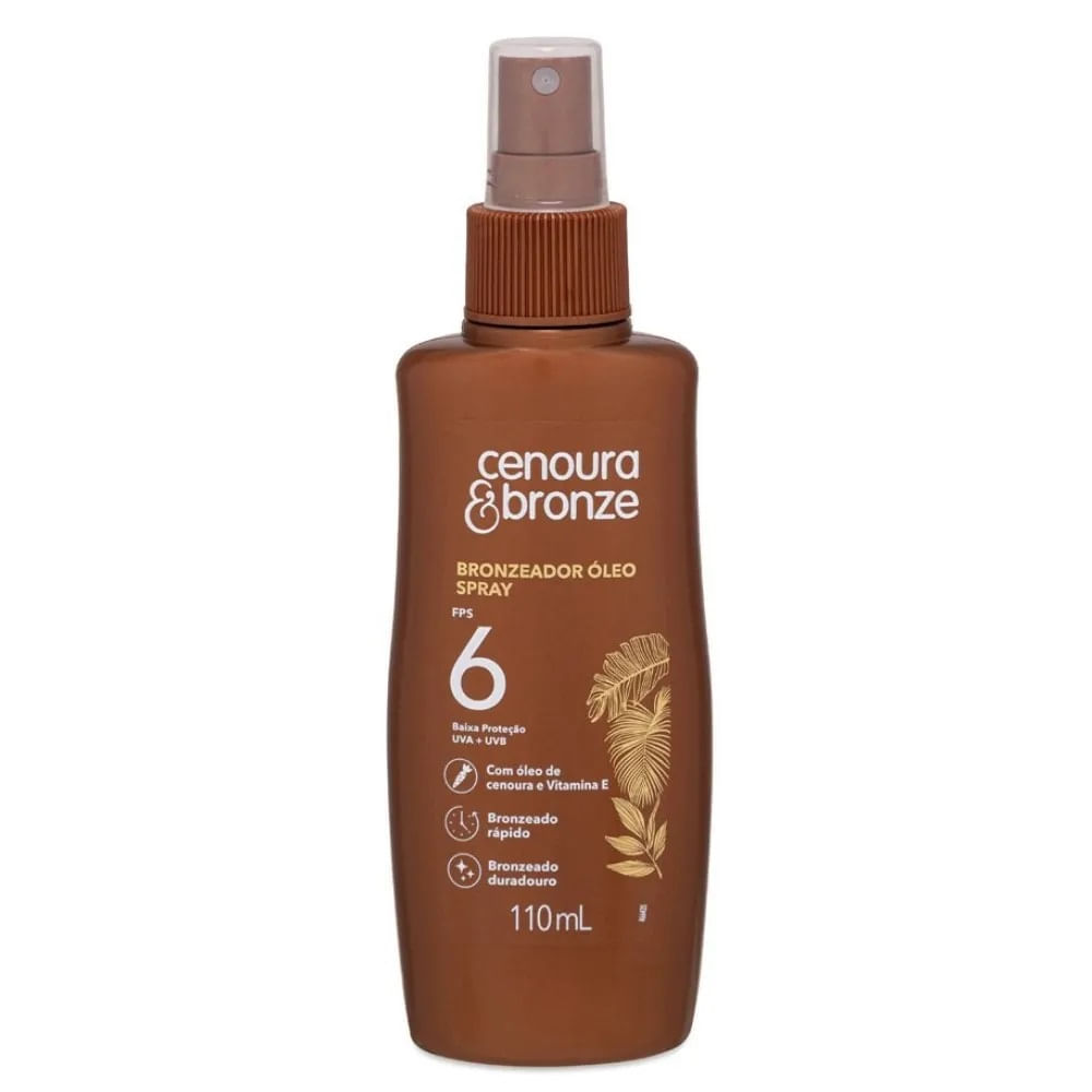Óleo Bronzeador Spray Cenoura & Bronze FPS6 110ml em Oferta na Shopee