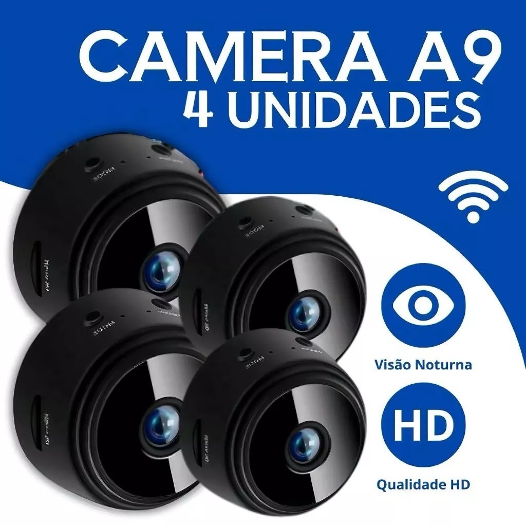 Kit 4 Unidades A9 HD Mini com visão noturna Wifi Câmera 1080P Vigilância