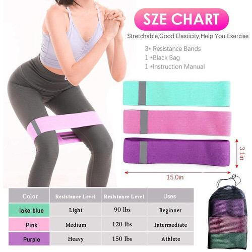 3 Faixas Elásticas Mini Band Resistência Academia Yoga e Pilates 3 Níveis de Intensidade