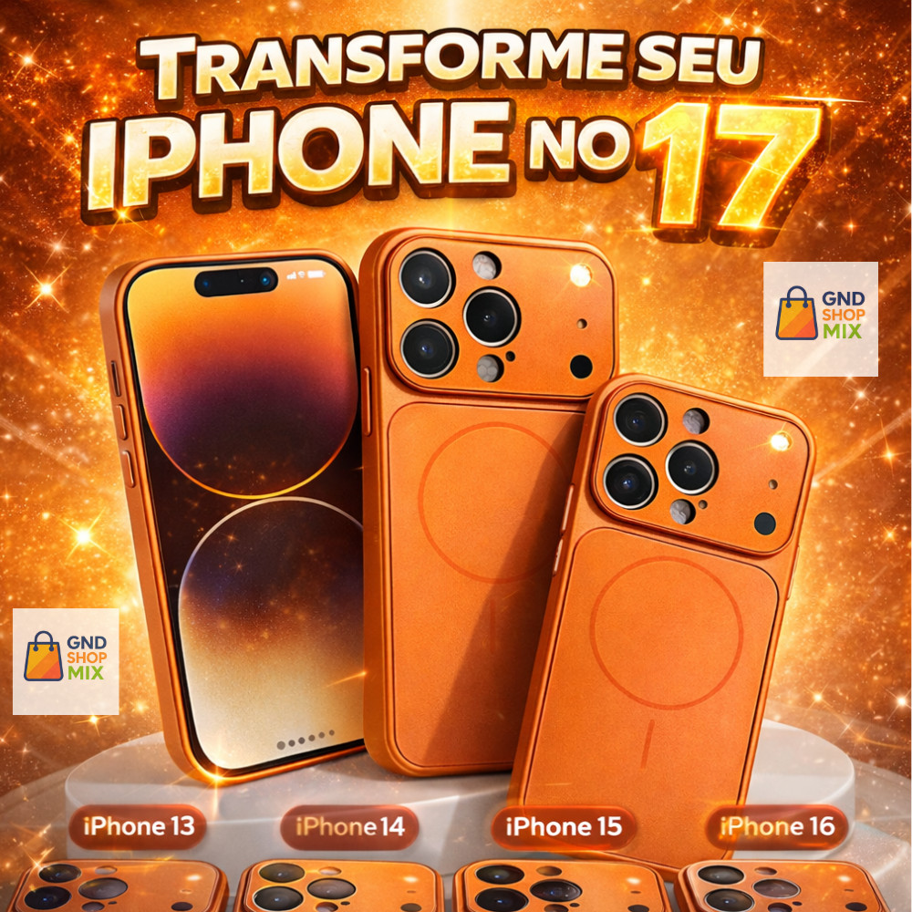 Capa de Celular Magnética Transforma seu Iphone no 17 Laranja MagSafe para iPhone Pro Max Antichoque Estilo Moderno
