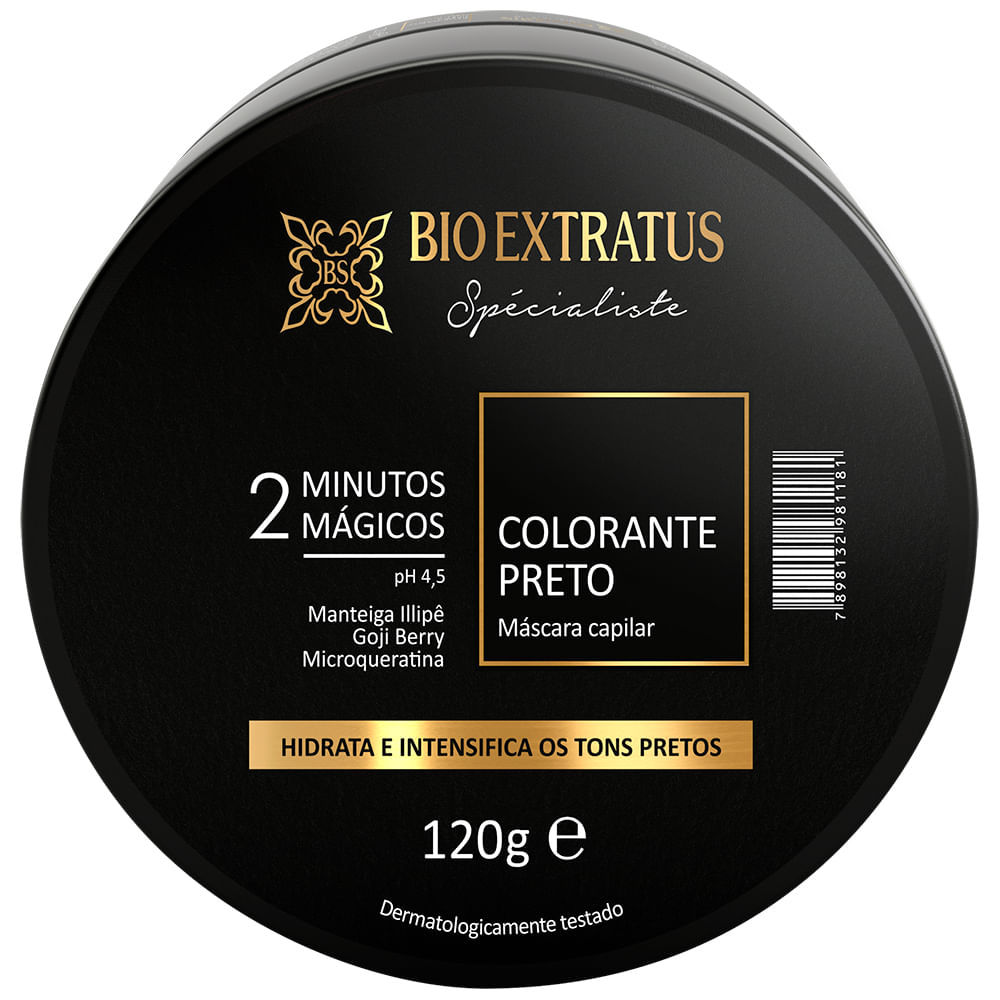 Máscara Colorante Bio Extratus 2 Minutos Mágicos - Preto 120g em Oferta na Shopee