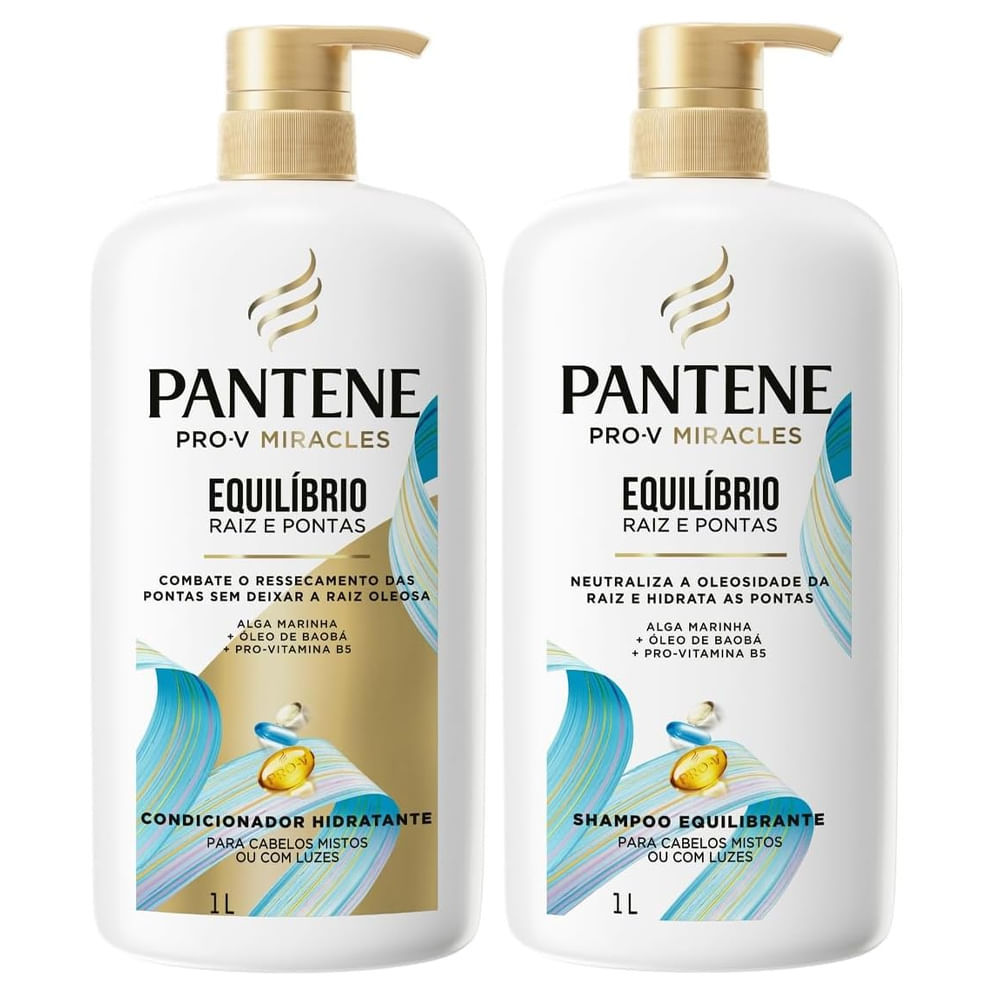 Kit Shampoo e Condicionador Pantene Pro-V Miracles Equilíbrio 1 Litro em Oferta na Shopee