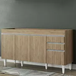 Balcão de Cozinha para Pia 150cm sem Tampo Marrocos Castanho - Lumil