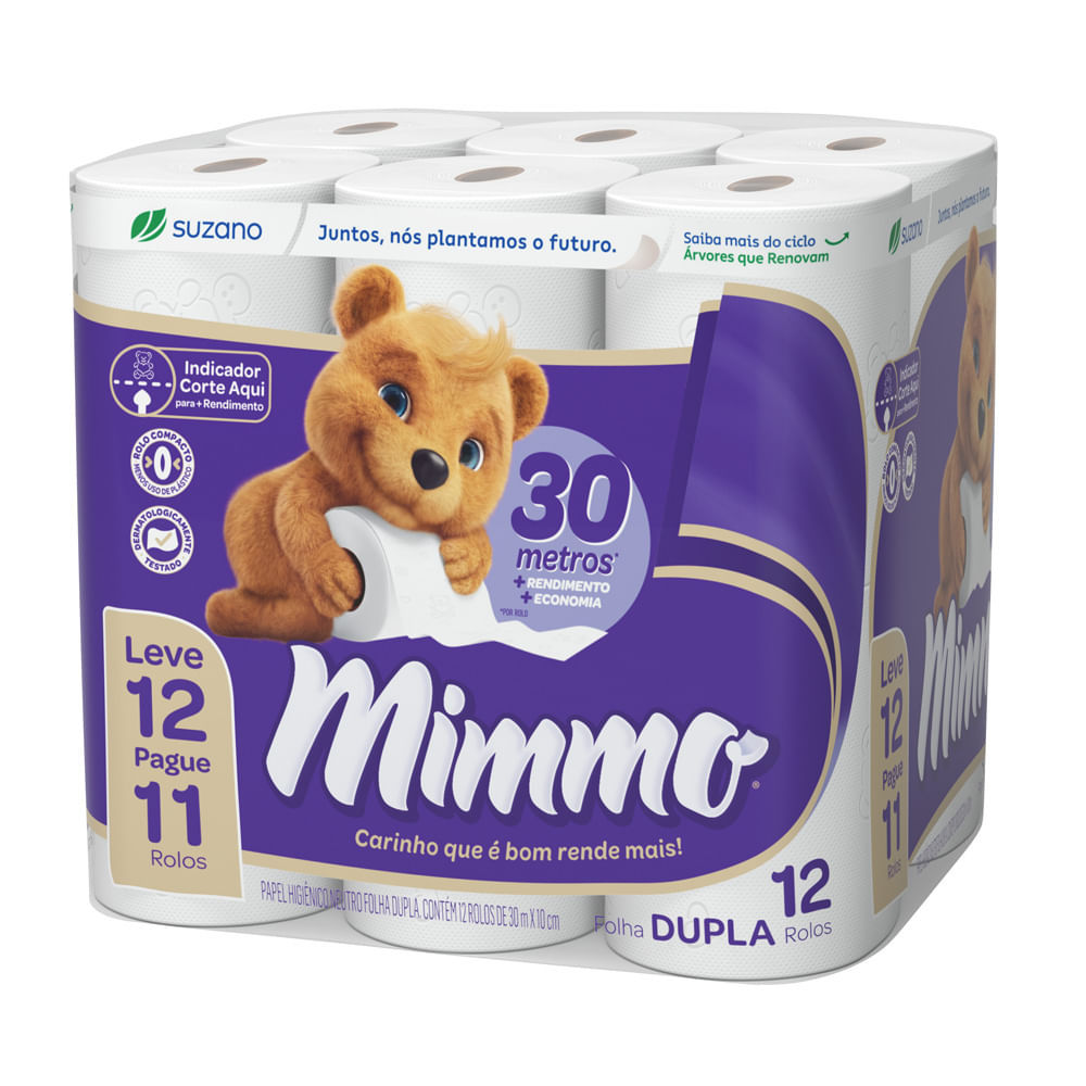 Papel Higiênico Mimmo Folha Dupla 12 Rolos de 30 Metros Leve 12 Pague 11 em Oferta na Shopee
