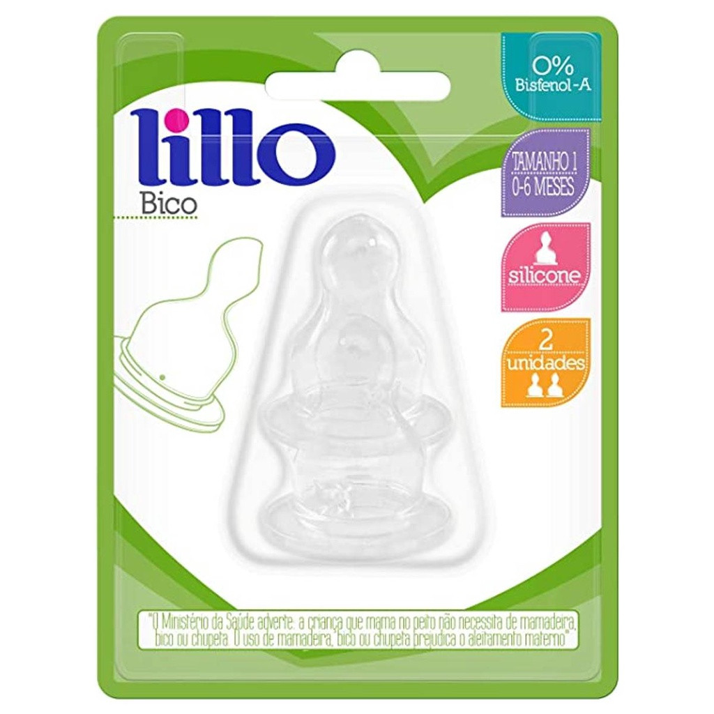 Kit 2 Bicos de Silicone para Mamadeira Clássica Lillo 0-6 Meses – Macios e Resistentes