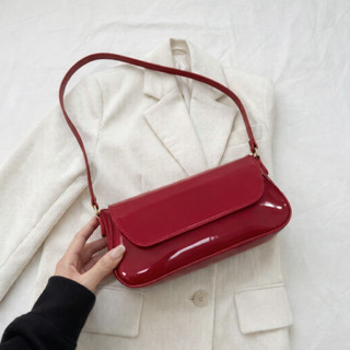 Bolsa Feminina Baguete Verniz Vermelho Sangue Alça De Ombro Fina Estilosa E Casual em Oferta na Shopee
