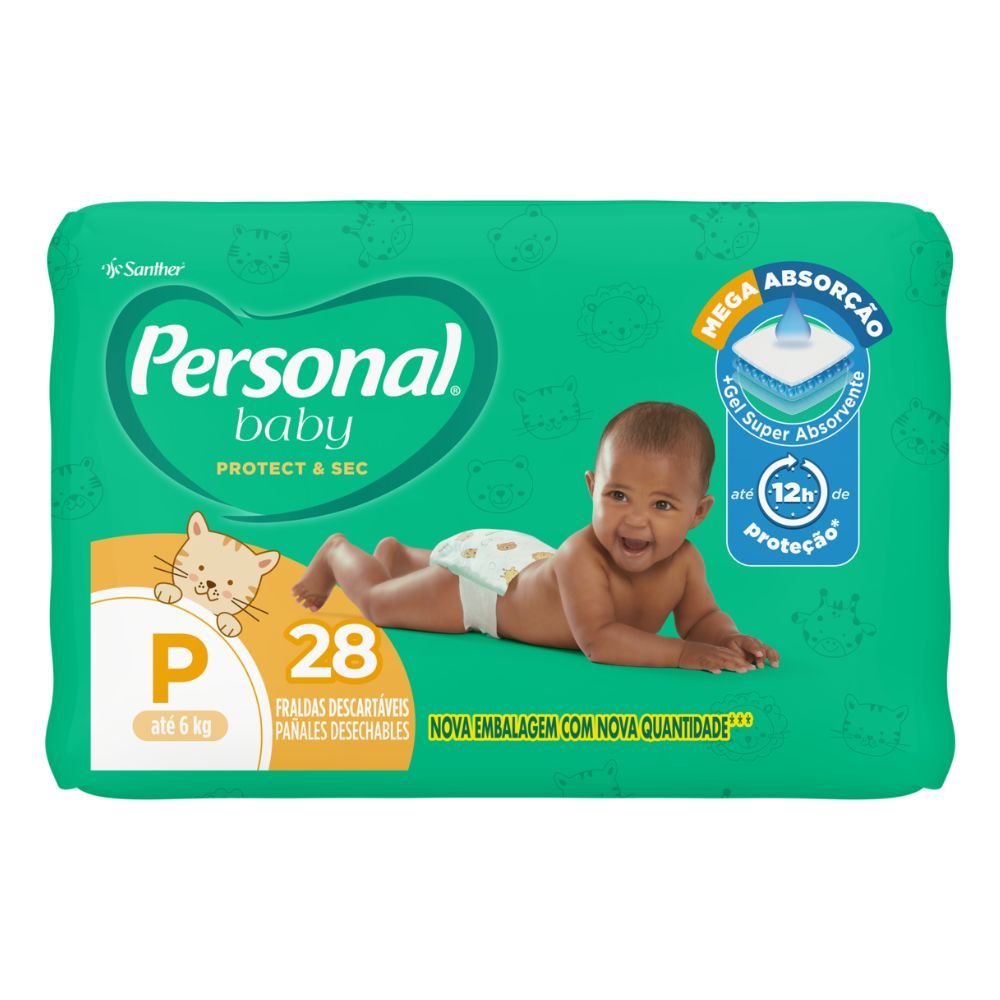 Fralda Personal Baby Protect & Sec Tamanho P 28 Fraldas Descartáveis em Oferta na Shopee