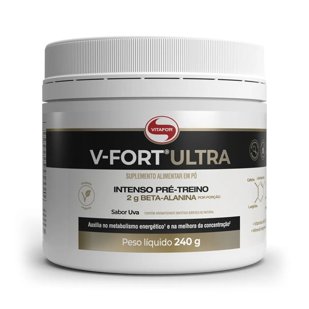 V Fort Ultra Vitafor Intenso Pré Treino Sabor Uva 240g em Oferta na Shopee
