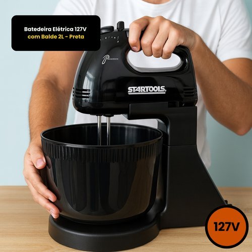 Batedeira Elétrica 127V Capacidade 2 Litros Balde Preto Alta Performance em Oferta na Shopee