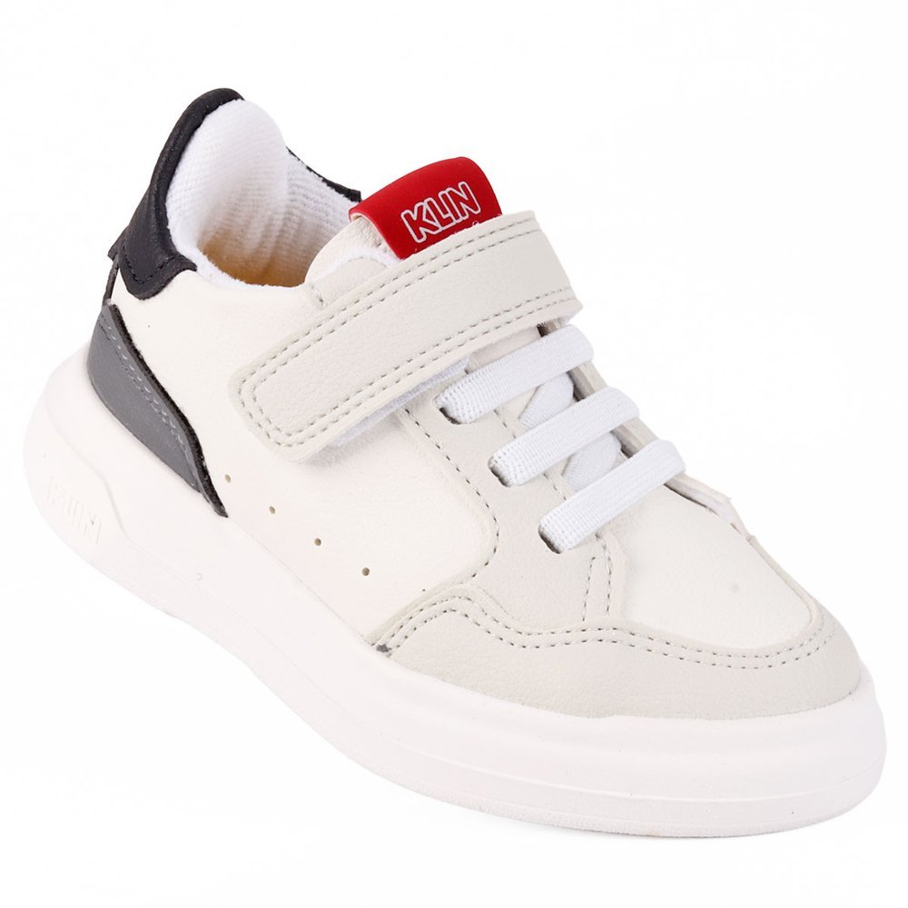 Tênis Infantil Menino Klin Capri Mini Branco e Preto com Velcro e Elástico