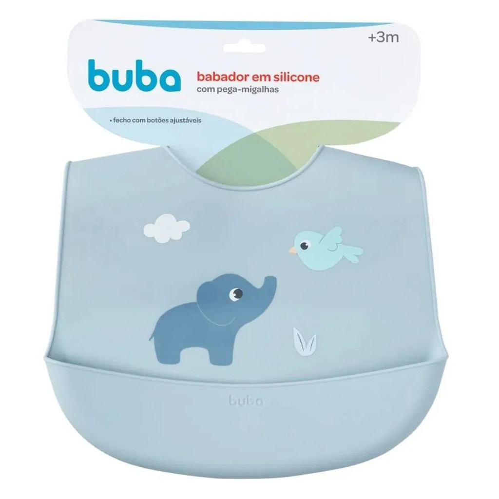 Babador de Silicone Buba Com Pega Migalhas Cloudy Elefante em Oferta na Shopee