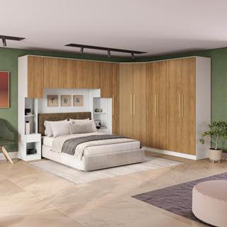 Quarto Modulado Kappesberg Adapt Branco/Nogueira 8 Peças 357cm x 263cm em Oferta na Shopee