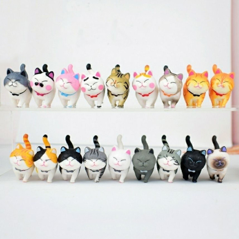 9 Pçs/Set 3-4cm Bonito Mini Gato Siamês Estatuetas De Animais Japão Anime Sino Boneca Linda Simulação De PVC Estátua De 