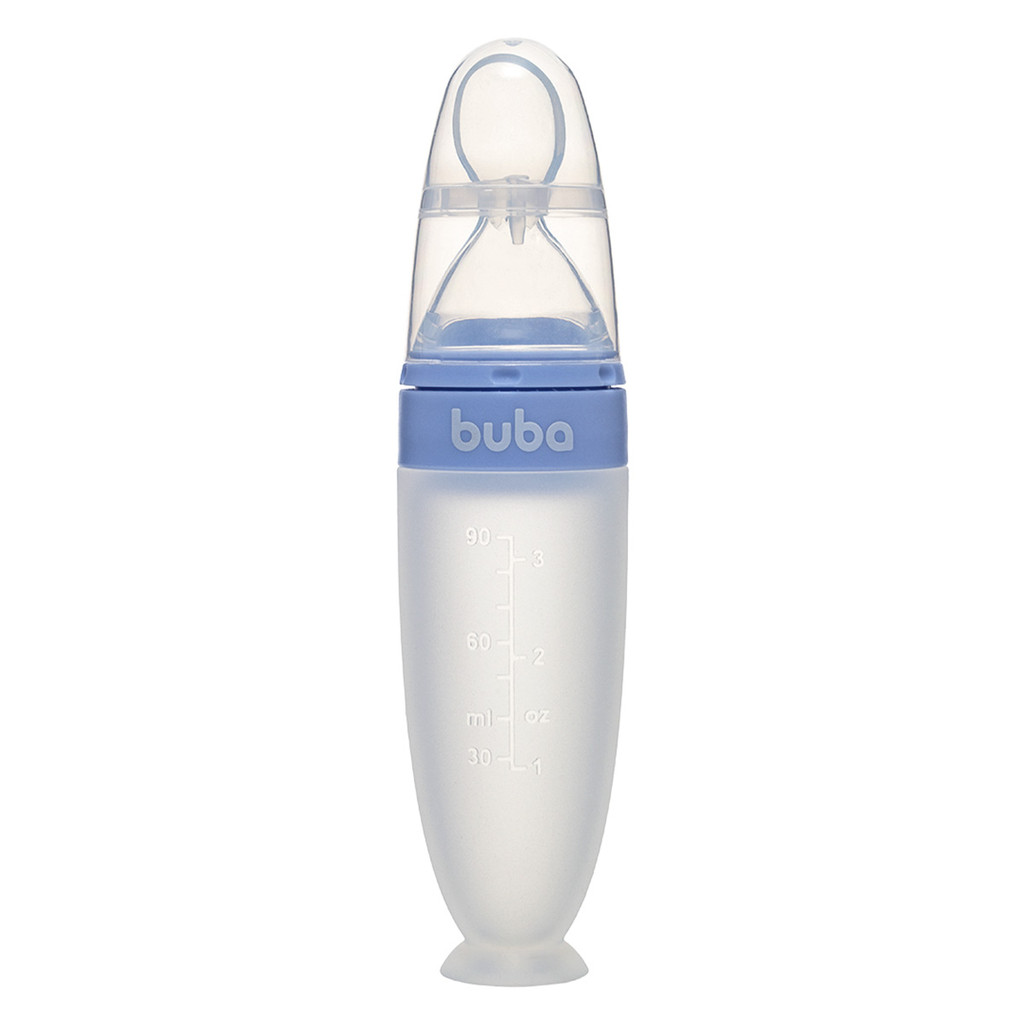 Colher Dosadora em Silicone com Ventosa Buba +6M Azul em Oferta na Shopee