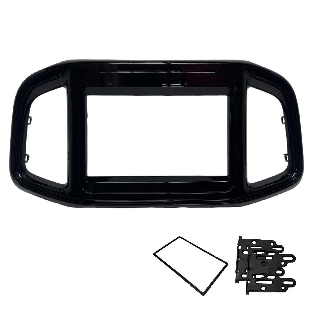 Moldura Painel Central Multimidia 7 Polegadas Fiat Strada Fiorino Mobi Preto Fosco