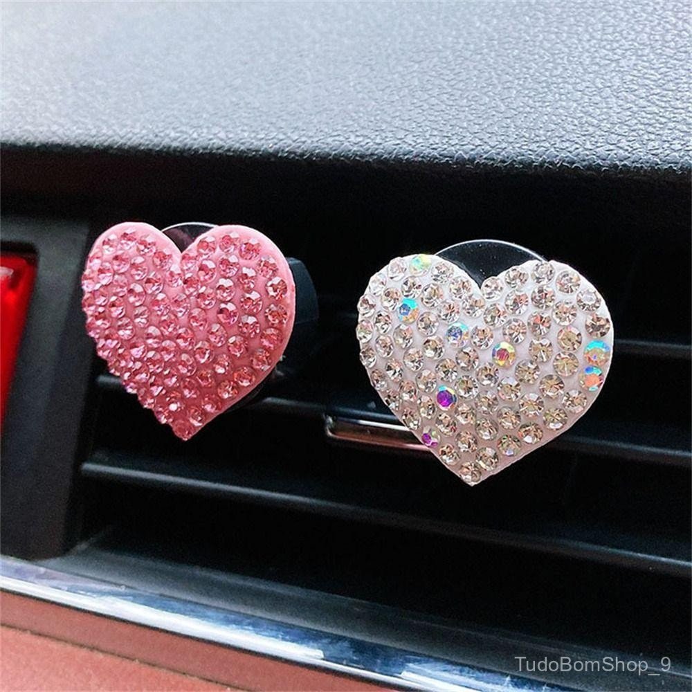 Acessório Decorativo para Ar Condicionado de Carro LANTONG, Difusor de Aroma Automotivo em Forma de Coração com Brilho