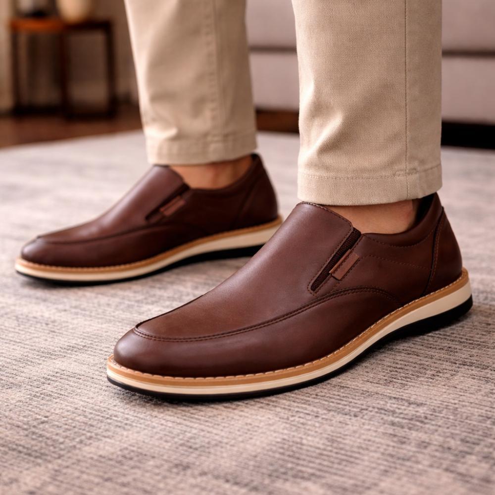 Sapato Masculino Mocassim Casual Confortável Social Trabalho Casamento Sapatênis Masculino Couro Leve Elegante em Oferta na Shopee