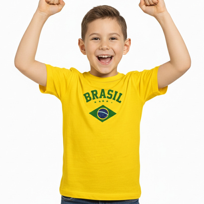 Camisa Brasil Seleção Brasileira t shirt Família  Camiseta Torcedor Copa Do Mundo Masculina Feminina E Infantil 1 un