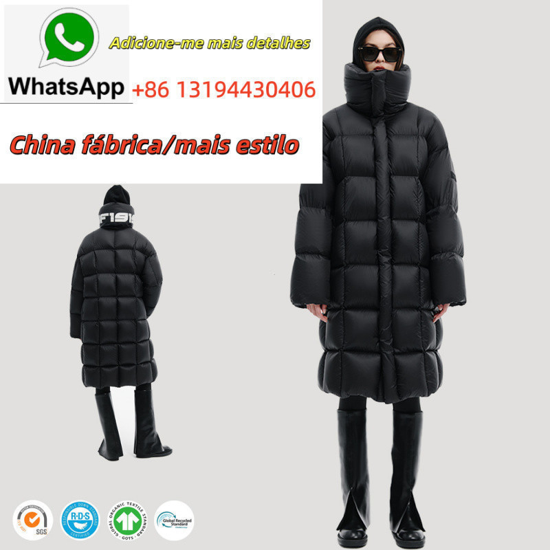 Casaco Feminino de Inverno 2025, Novo, Longo, Acolchoado, com Capuz, Super Quente, Tamanho Grande