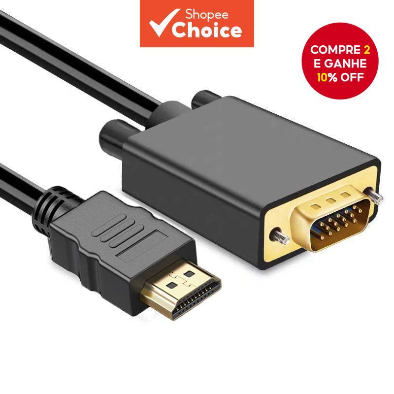 1.8M 1080P HDMI Para VGA Cabo Adaptador Macho Laptop PC Monitor Projetor HDTV Pro em Oferta na Shopee