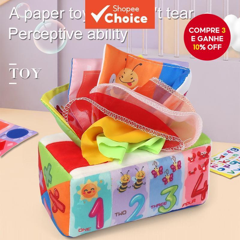  Brinquedo Montessori Quebra-Cabeça Infantil Caixa de Lenços com Papel Sonoro, Brinquedo Sensorial Educativo Infantil
