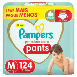 Fralda Pampers Premium Care Pants M 124 Unidades