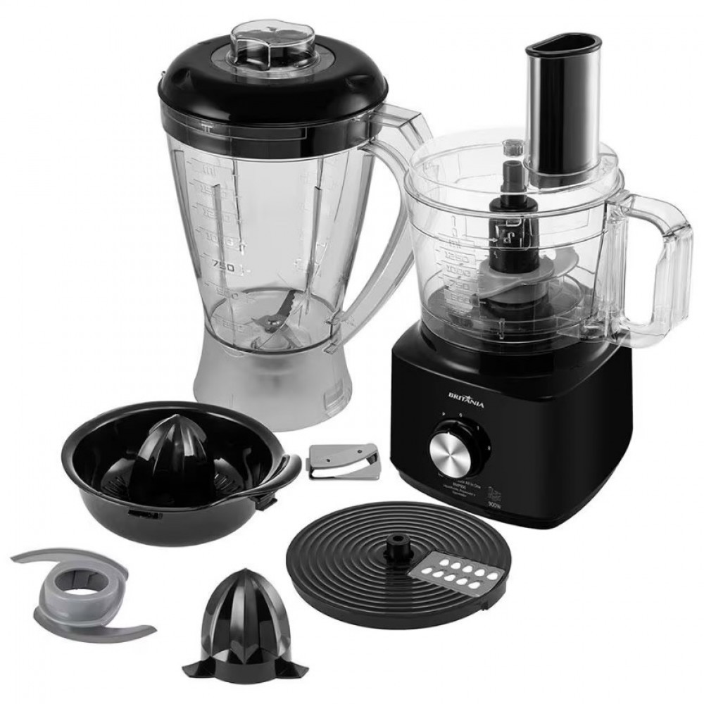 Multiprocessador de Alimentos Britânia Turbo 5 em 1 BMP900P com 2 Velocidades e Pulsar 250...