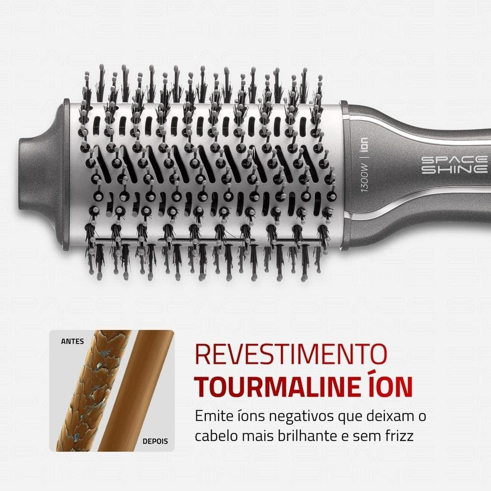 Escova Secadora Slim Space Shine ES-20 com Cerdas Duplas, Revestimento Tourmaline Íon Mondial — imagem 2 de 2