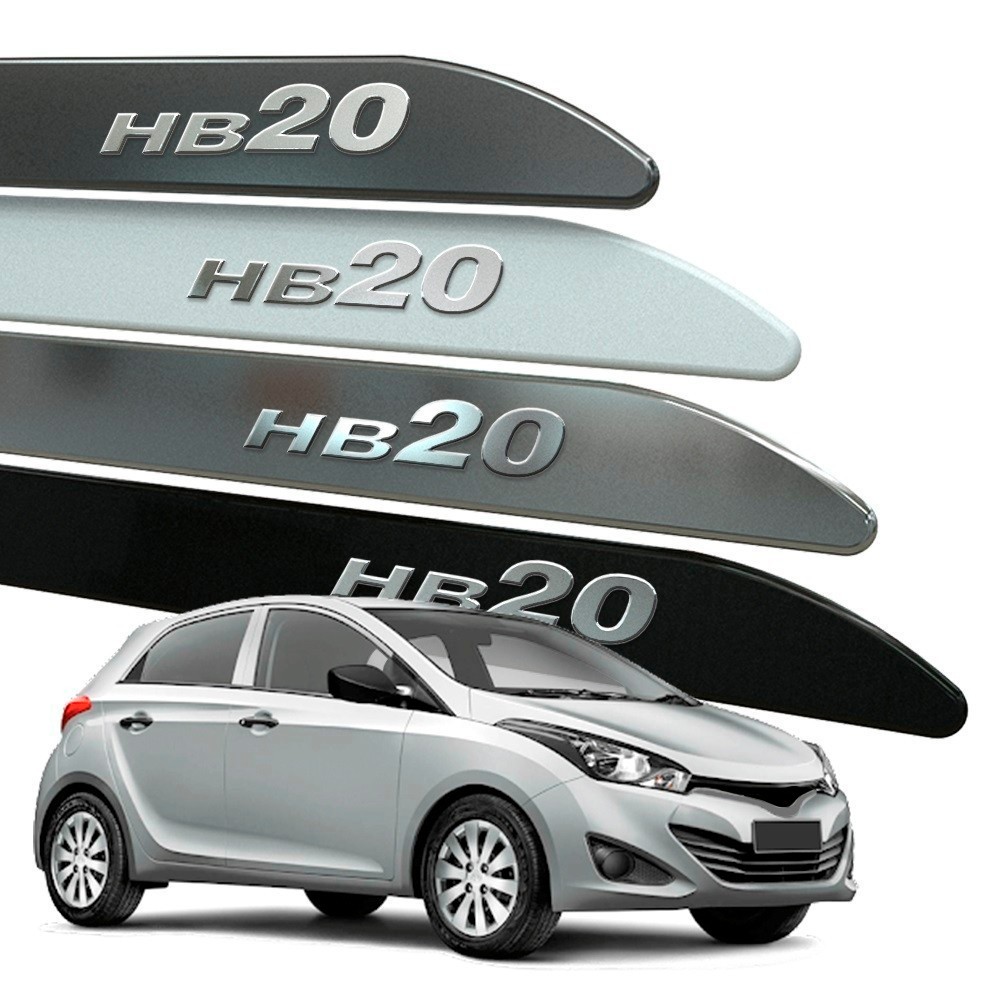 Jogo Frisos Laterais Hb20 Hatch 2012 a 2024 Modelo Facão Nome em Alto Relevo Cromado Cores Montadora Modelo Universal
