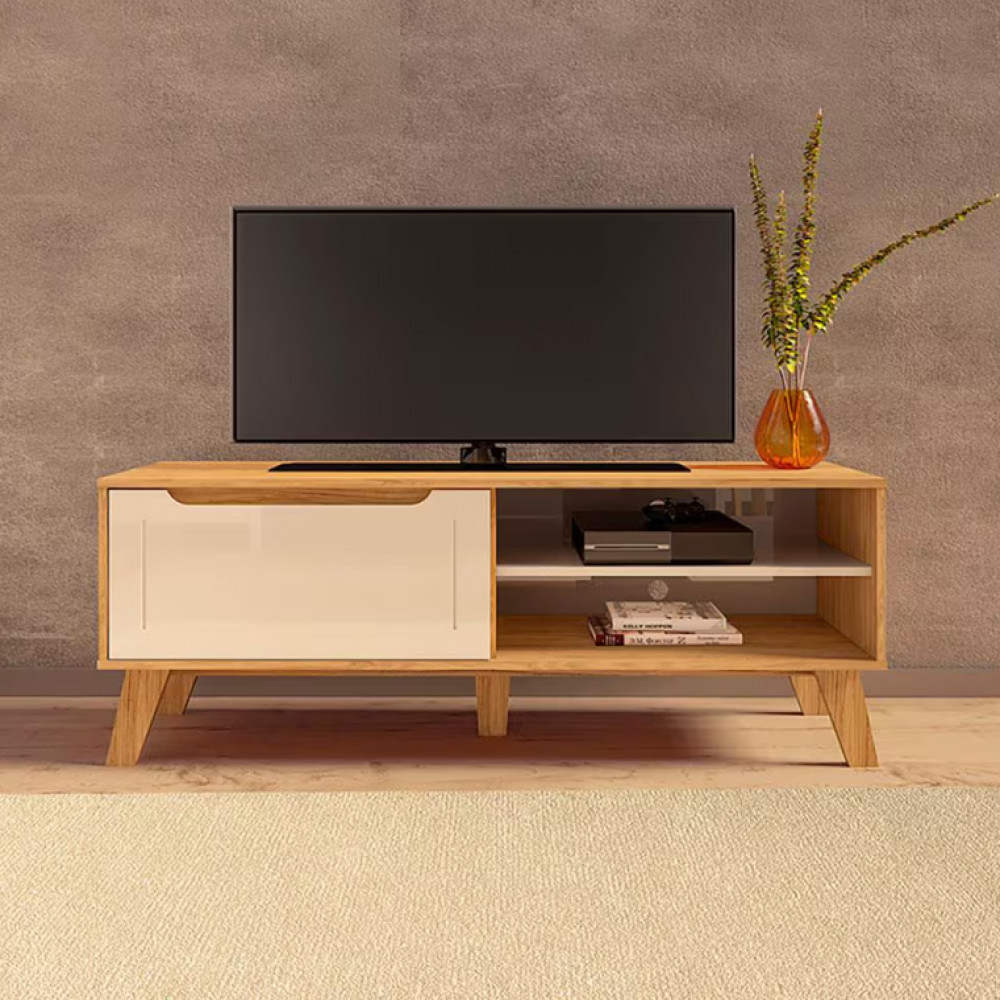 Rack Lotus com 134 cm de Largura, 1 Porta Basculante, Ideal para TV de Até 60 Artely