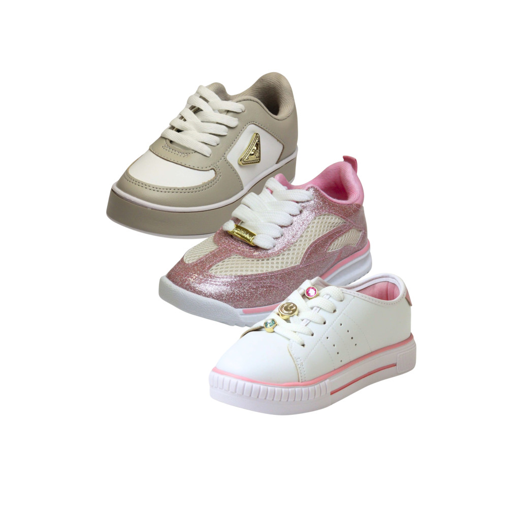 Kit Sortido 3 Pares de Tênis Feminino Infantil - Molekinha em Oferta na Shopee