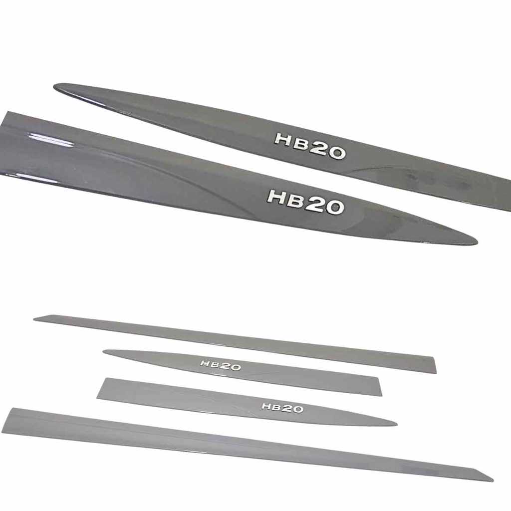 Friso Lateral HB20 Cinza Shadow com nome alto relevo Cromado