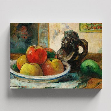 Quadro Canvas Still Life with Apples, a Pear, and a Ceramic Portrait Jug Borda Infinita 40x60cm