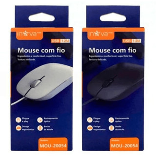 Mouse com fio usb óptico para notebooks e computadores de mesa preto e branco