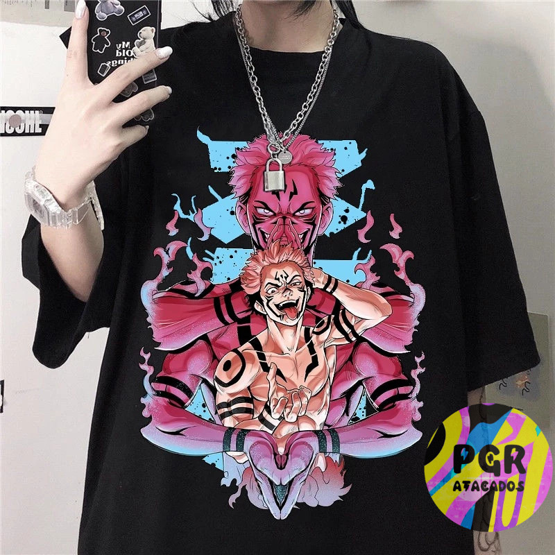[Camiseta Premium em Algodão Puro]GXG Camisa Jujutsu Kaisen Anime Estética Harajuka O-neck Camiseta - Envio Rapido