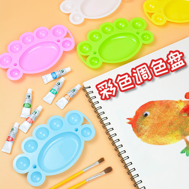 Paleta de pintura colorida para crianças, barracas de pintura, pés pequenos, paleta de pintura artística