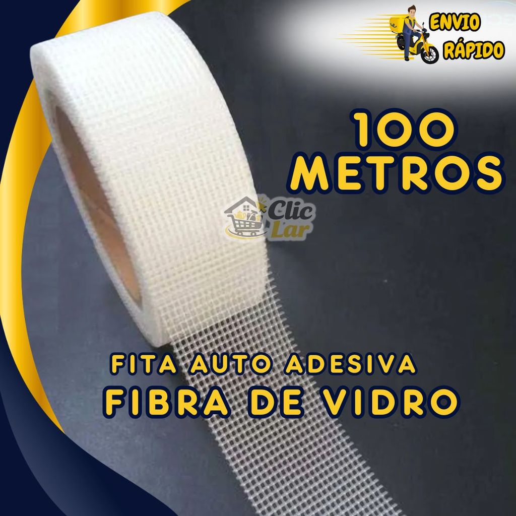 Fita Drywall  Anti-Trinca Adesiva Fibra de Vidro Telada 100m Branca Reposicionável