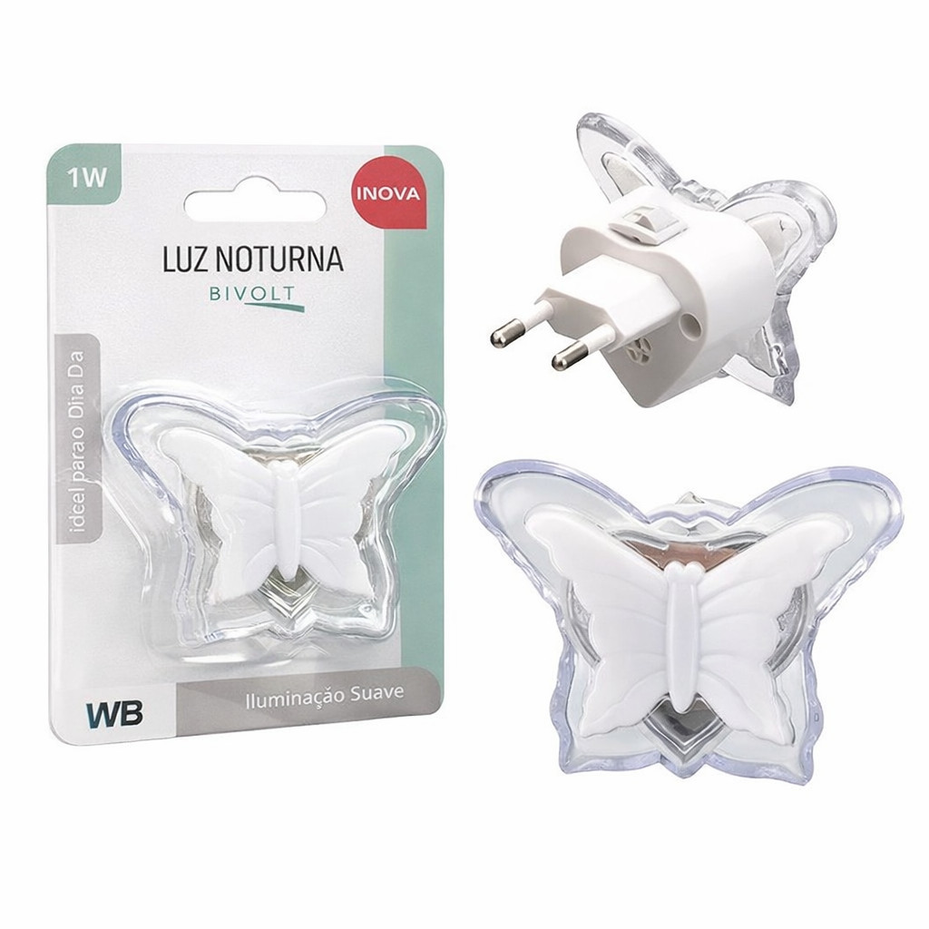 Luminária Noturna LED Borboleta para Tomada – Luz Suave Decorativa