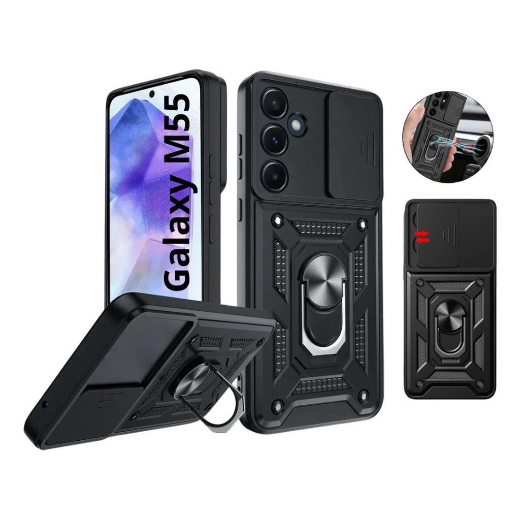 Capa Armor Militar Galaxy M55 5g Proteção Câmera E Anel 360