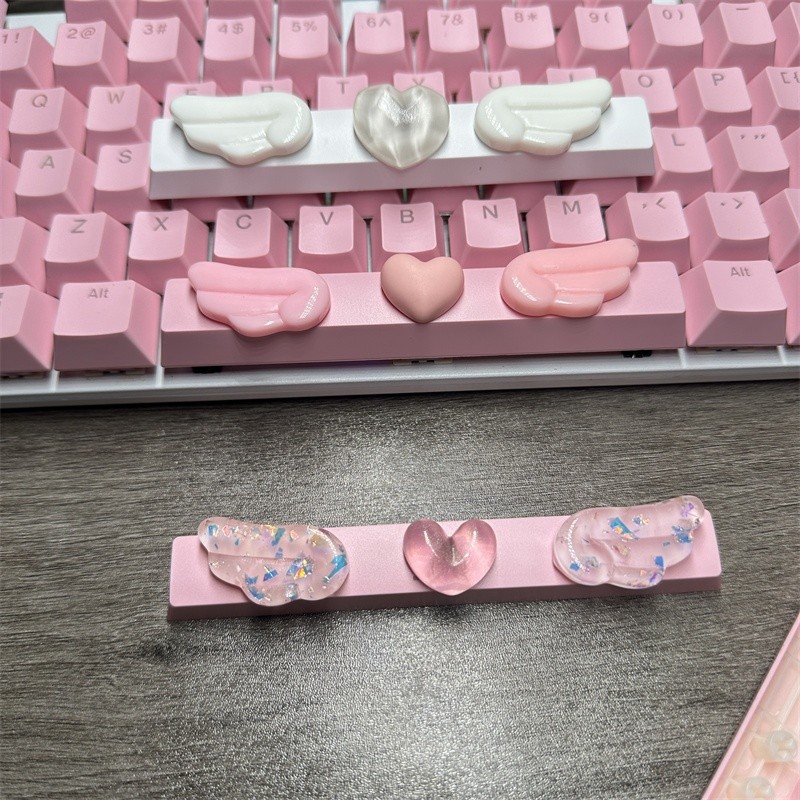 Bonito Coração Asas Keycaps Artesanal 6.25u Espaço Suplemento DIY Teclado Mecânico Decorações