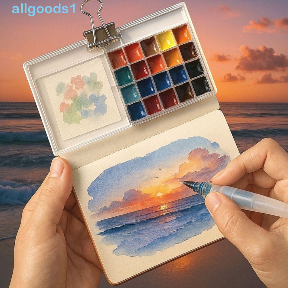 Paleta De Pintura Em Aquarela ALLGOODS , Mini Caixa De Pigmento Grade 10/21 , Vazia Dobrável Portátil