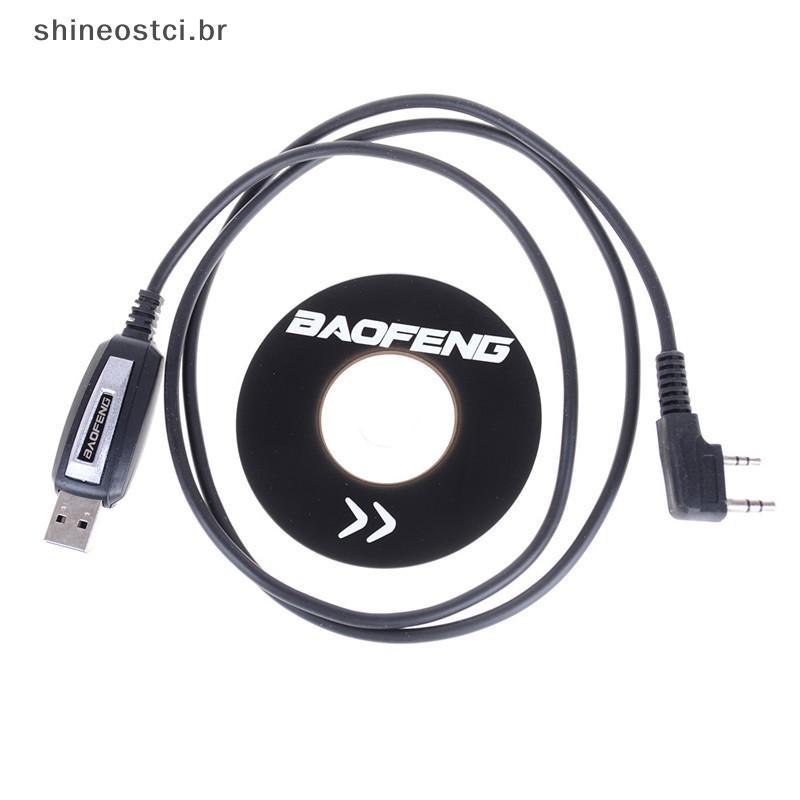 SHINE 1Set USB 2Pin Cabo De Programação Com CD De Software Para Rádios Baofeng UV-5R BF-888S ,