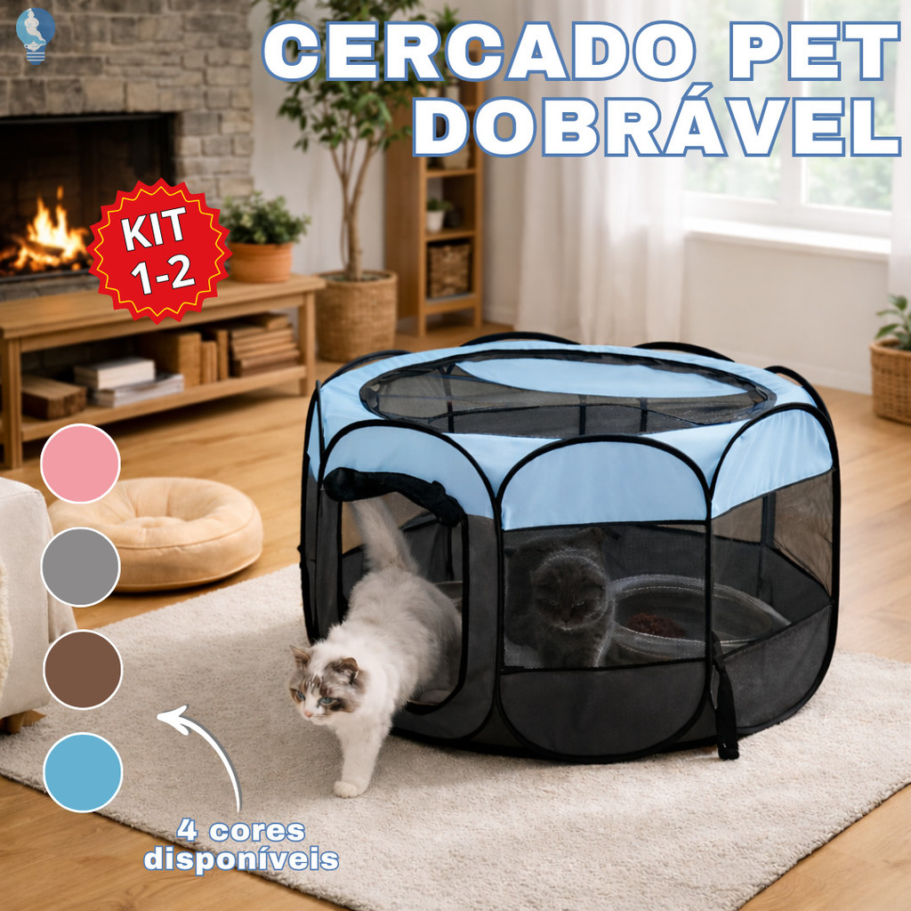 Casinha de Cachorro Cercado Pet Dobrável Portátil Grande 8 Painéis Resistente