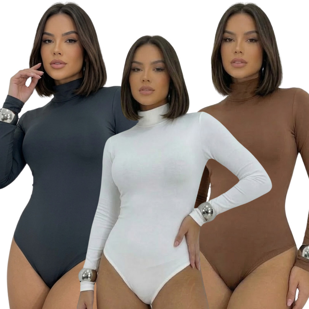 Body Suplex Liso Gola Alta Manga Longa Inverno Moda Blogueira Moda Premium Tendência Inverno 2026
