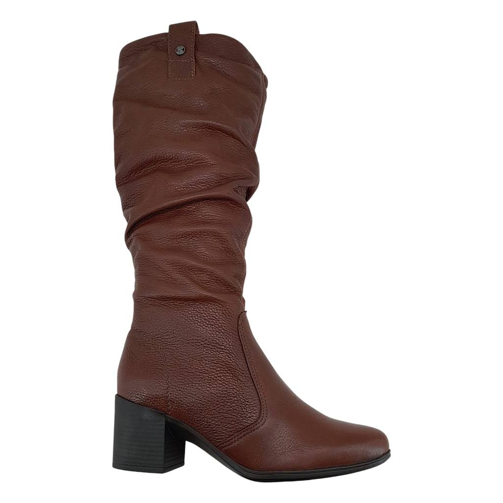 Bota Bottero Couro Cano Alto Feminina Salto Grosso Lançamento Original