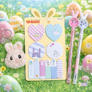 Kit Papelaria Coelho Kawaii Caneta Gel Post-it Chaveiro Pelúcia Presente Páscoa em Oferta na Shopee