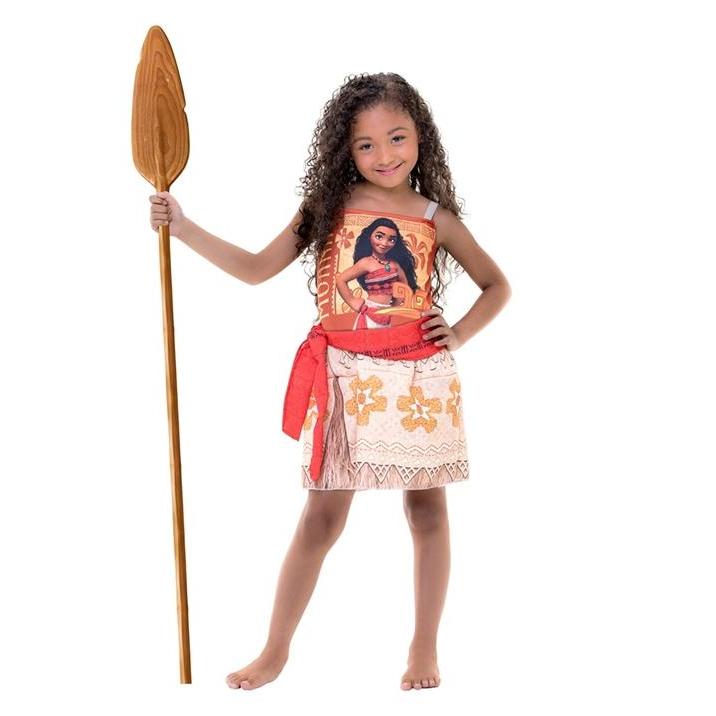 Fantasia Moana Infantil Vestido Com Faixa Princesas Disney G 9 - 12