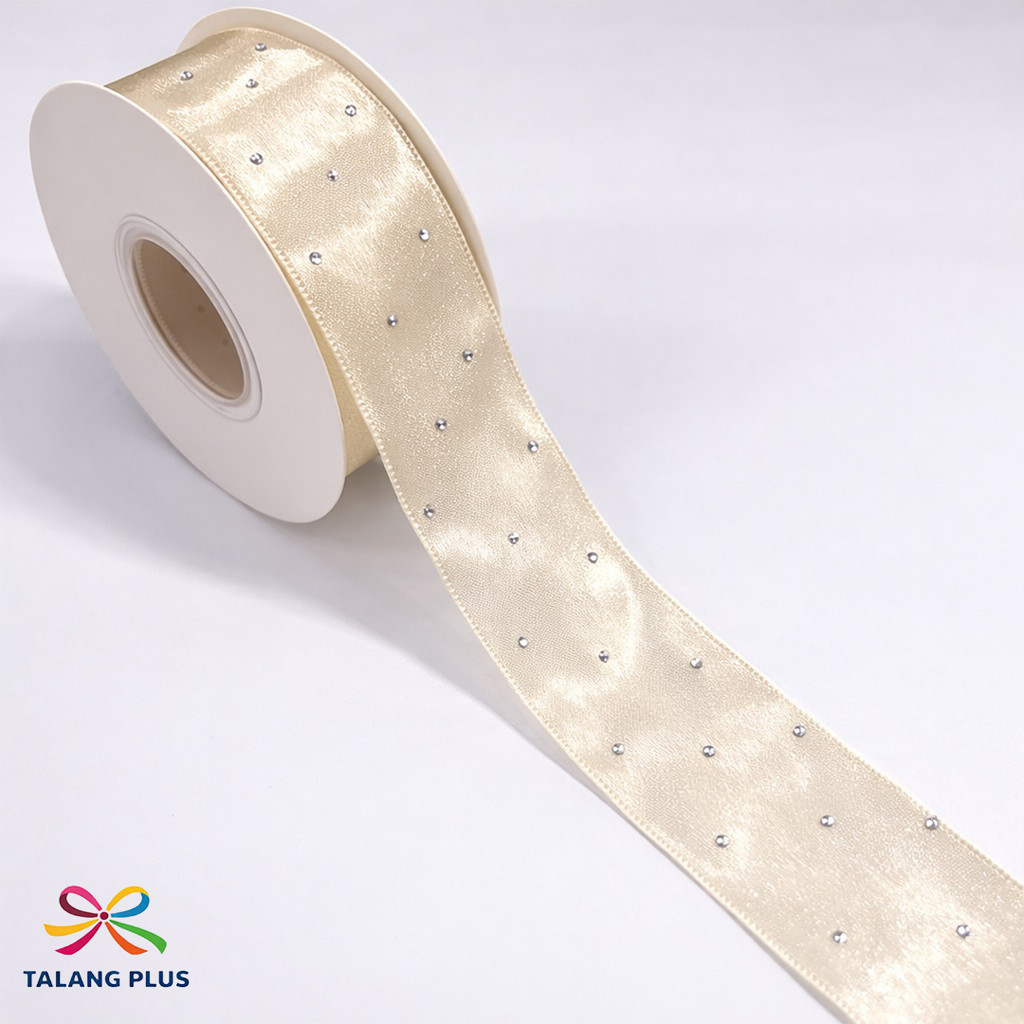 Fita de Cetim com Strass 3.8cm 25 jardas (aprox. 22,8 metros)